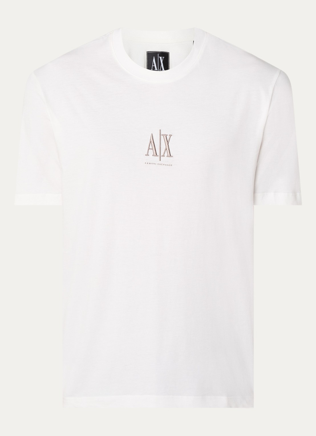 Armani T-shirt met logoborduring - voorkant 3 gebroken wit