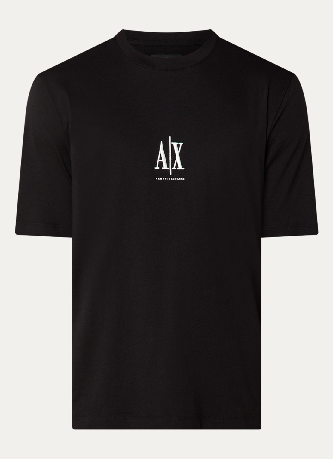 Armani T-shirt met logoborduring - voorkant 3 zwart
