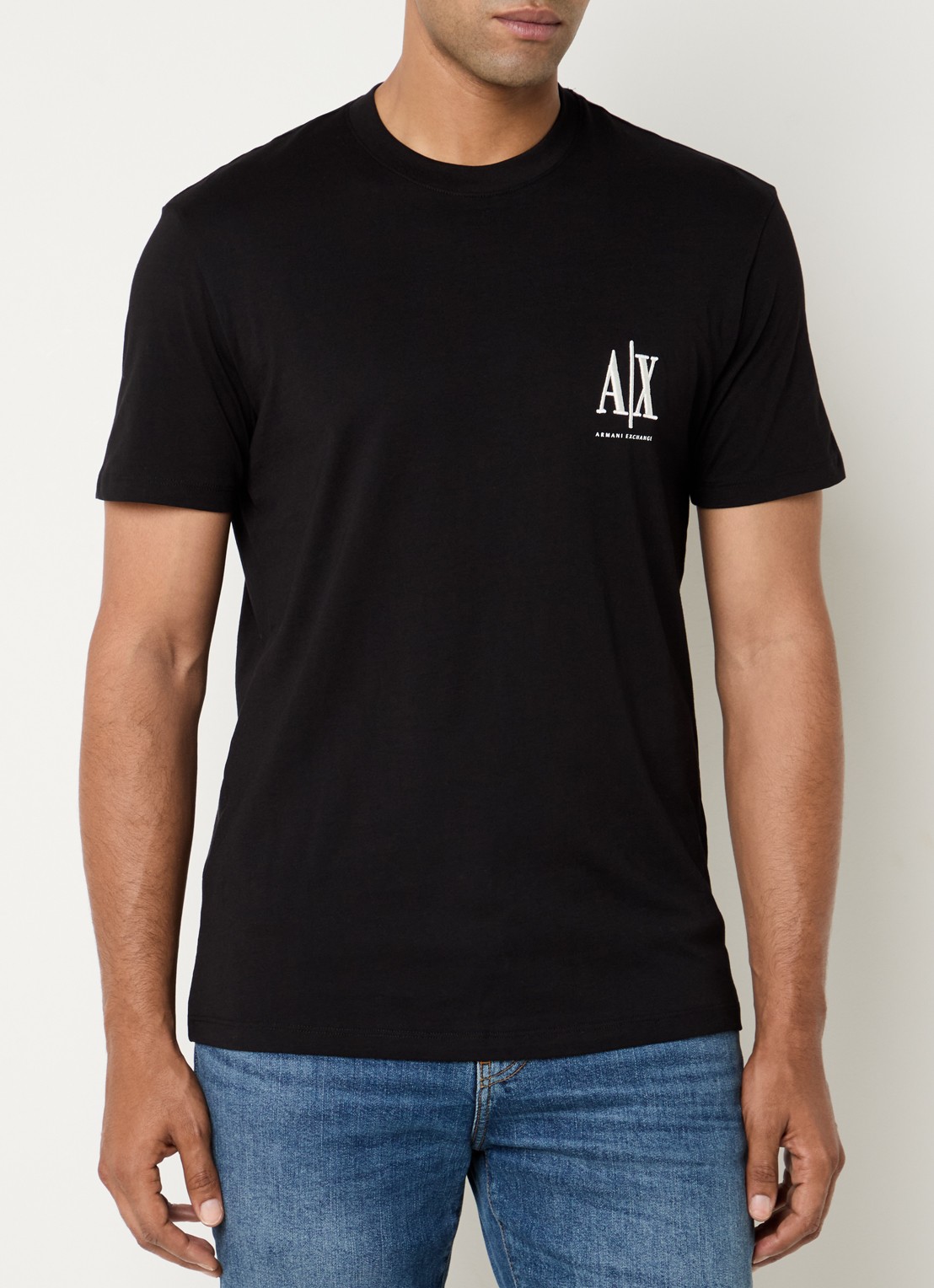 Armani T-shirt met logoborduring - detail 4 zwart