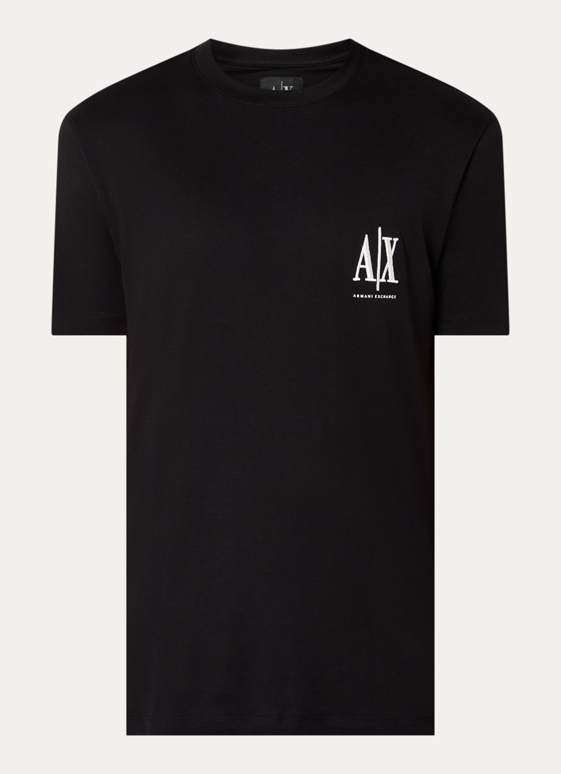 Armani T-shirt met logoborduring - voorkant zwart