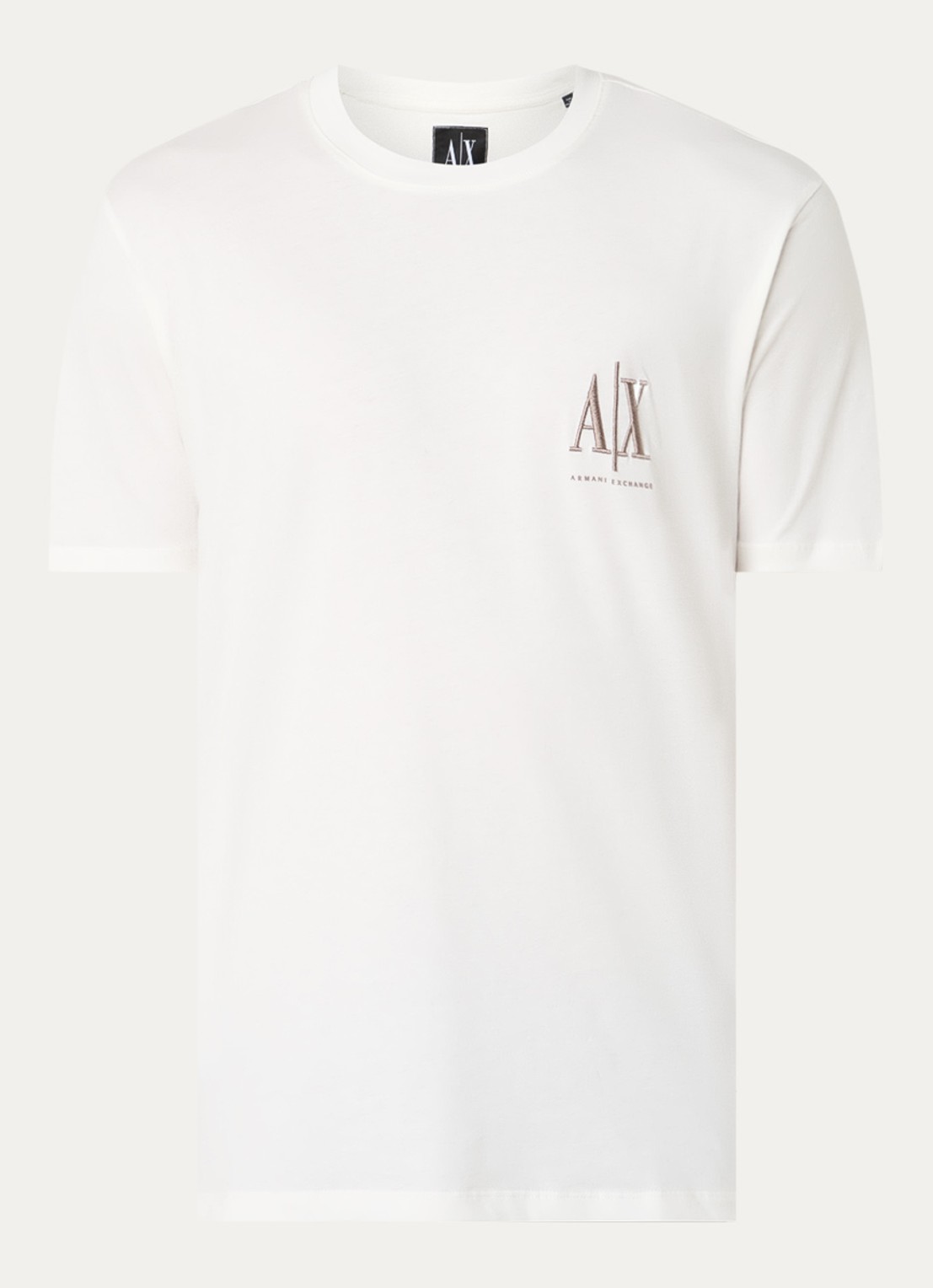 Armani T-shirt met logoborduring - voorkant gebroken wit