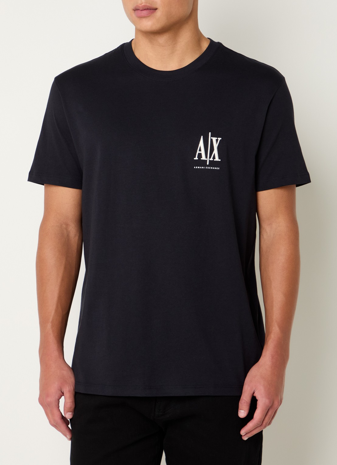 Armani T-shirt met logoborduring - detail 4 donkerblauw