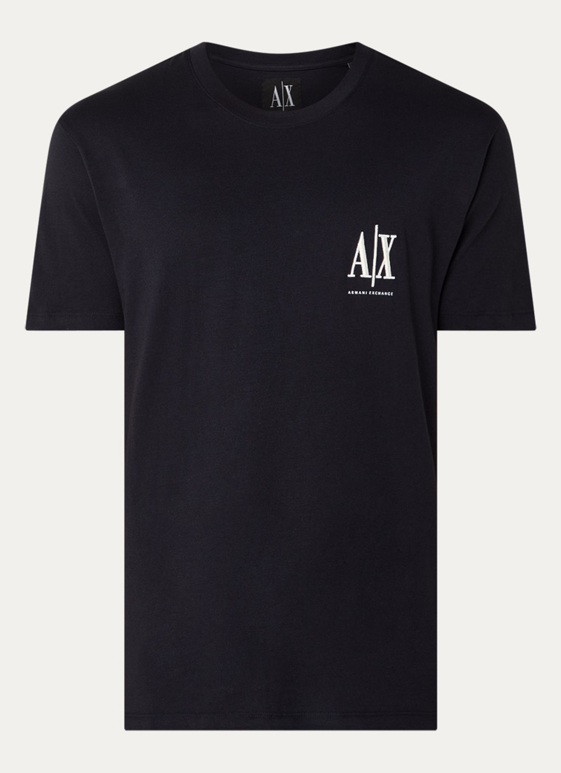 Armani T-shirt met logoborduring - voorkant donkerblauw