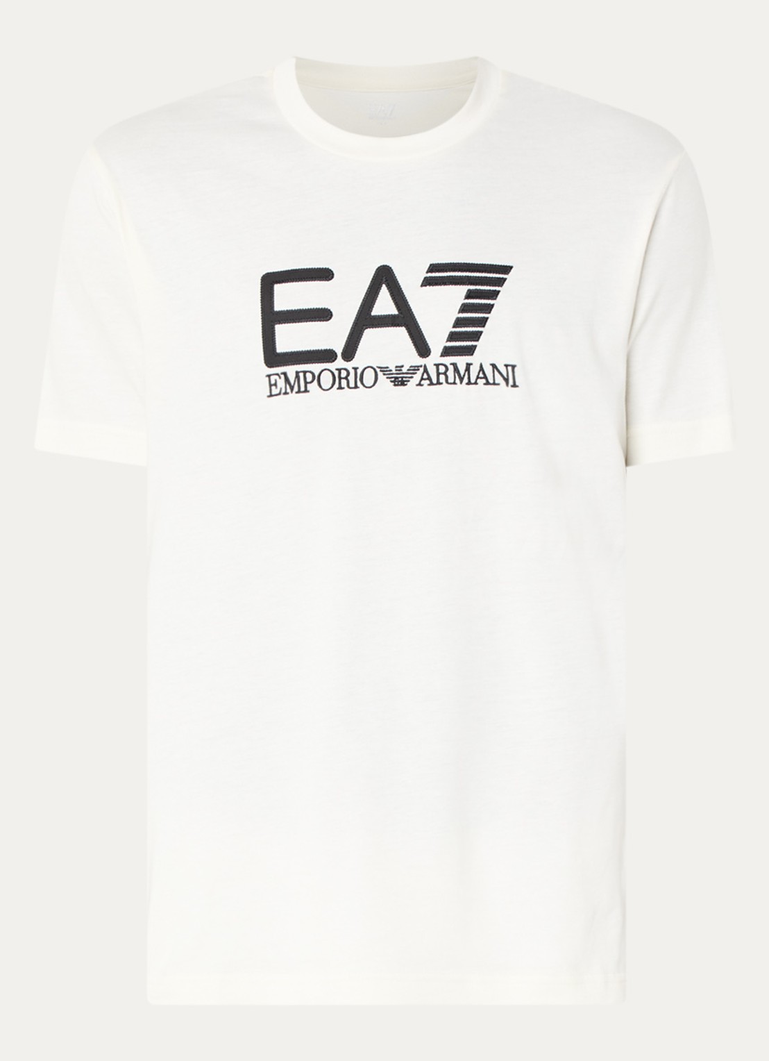 Armani T-shirt met logoborduring - voorkant 3 creme