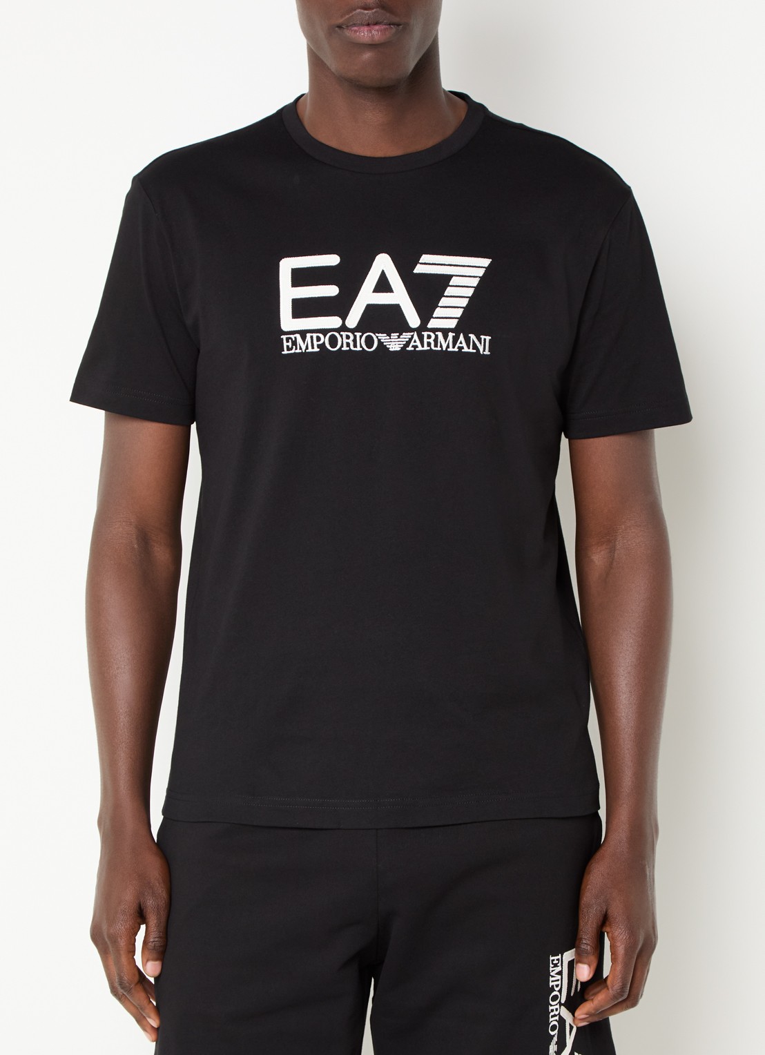 Armani T-shirt met logoborduring - detail 4 zwart