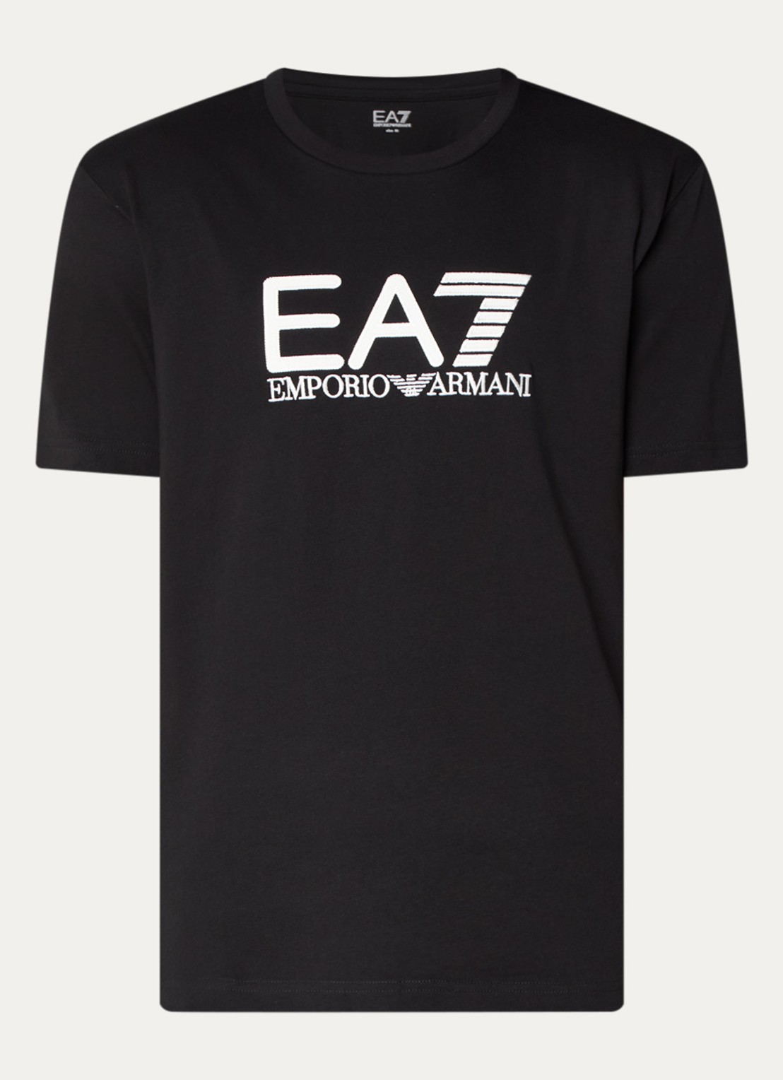 Armani T-shirt met logoborduring - voorkant zwart