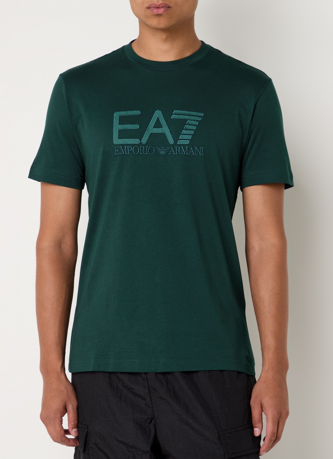 Armani T-shirt met logoborduring - detail 4 groen