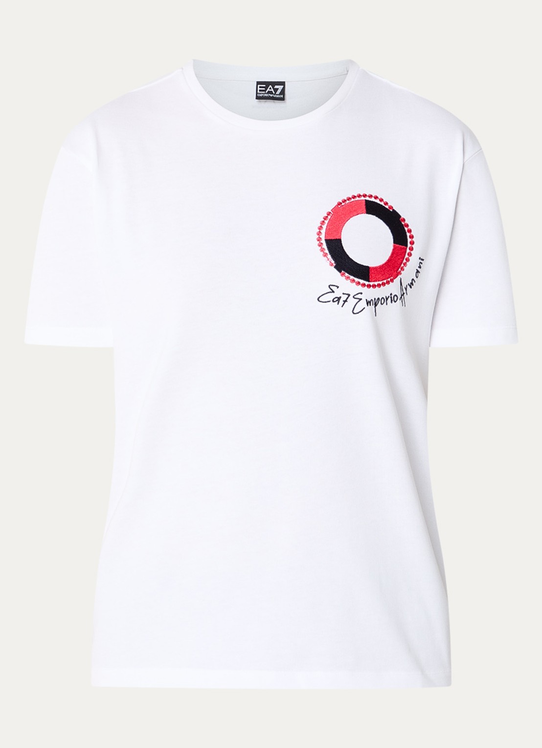 Armani T-shirt met logoborduring - voorkant wit