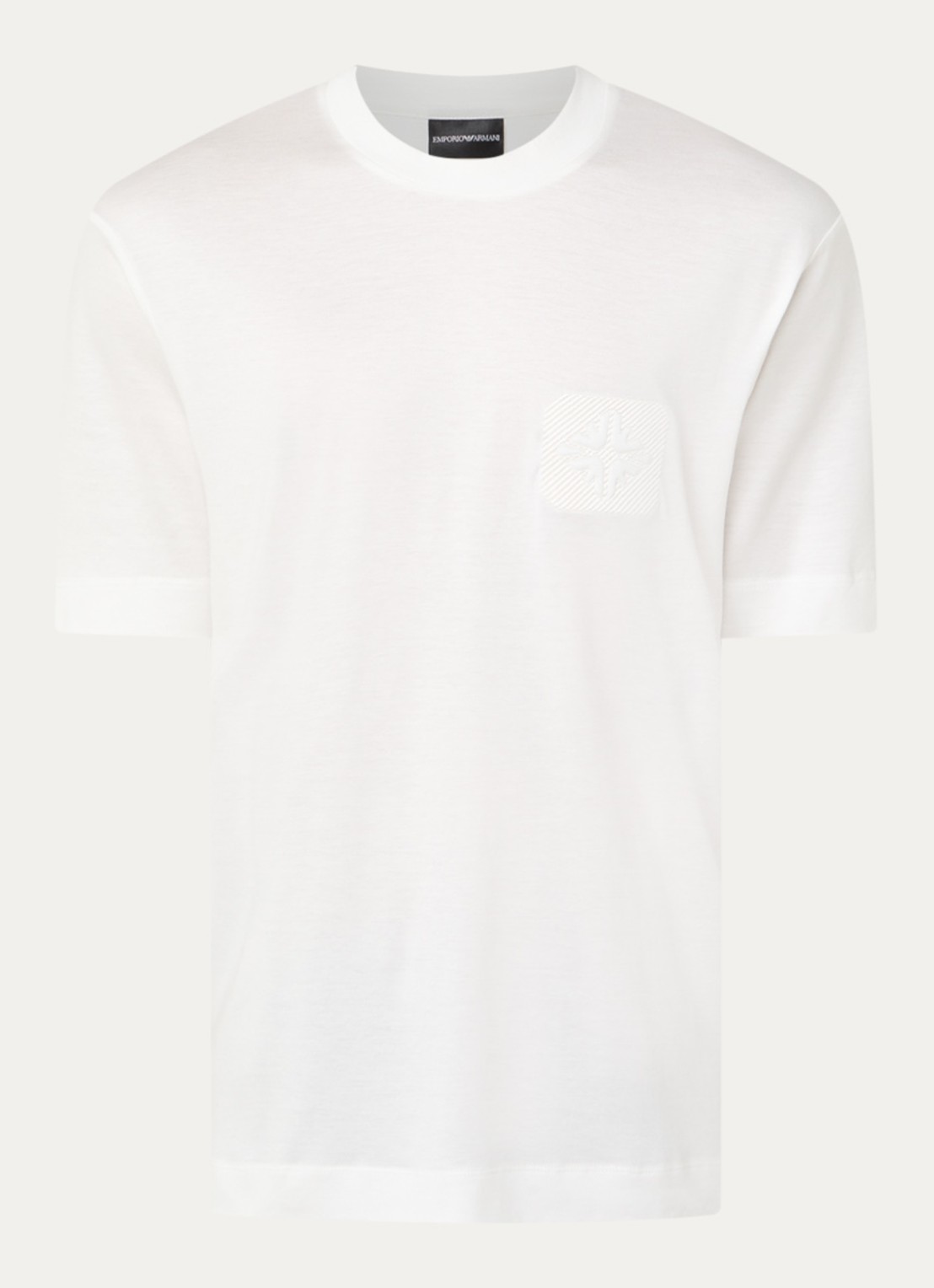 Armani T-shirt met logoborduring - voorkant 2 wit