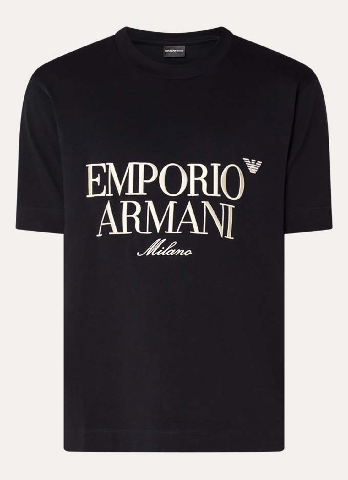 Armani T-shirt met logoborduring - voorkant 2 zwart