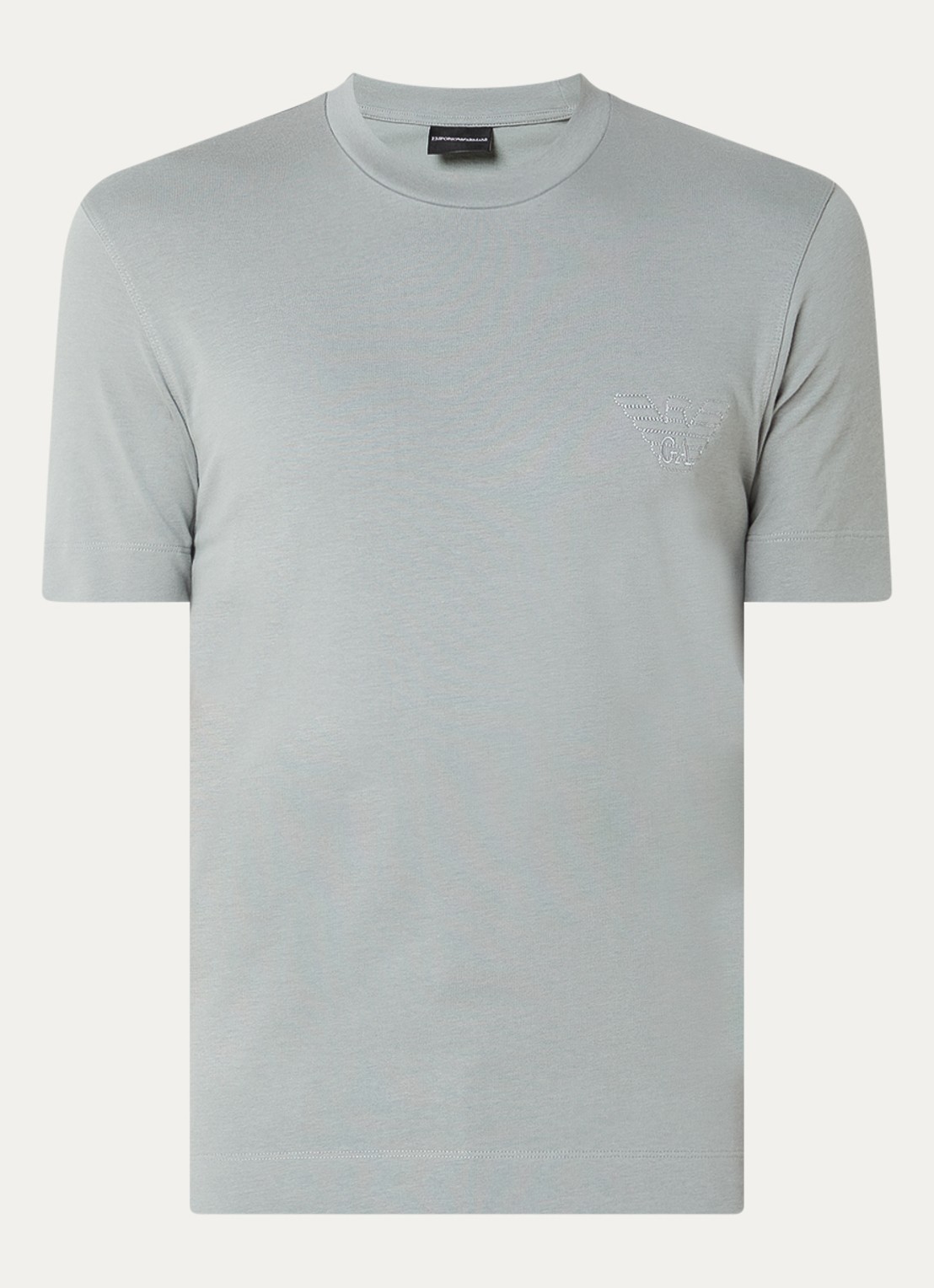 Armani T-shirt met logoborduring - voorkant lichtgrijs