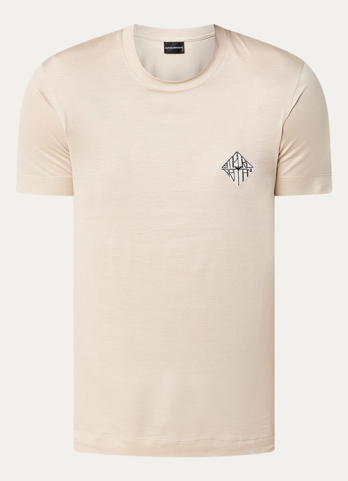 Armani T-shirt met logoborduring - voorkant beige