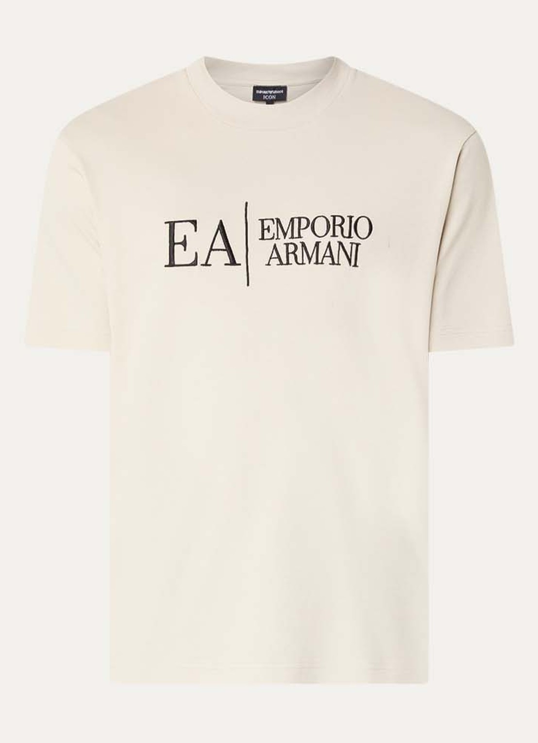 Armani T-shirt met logoborduring - voorkant beige