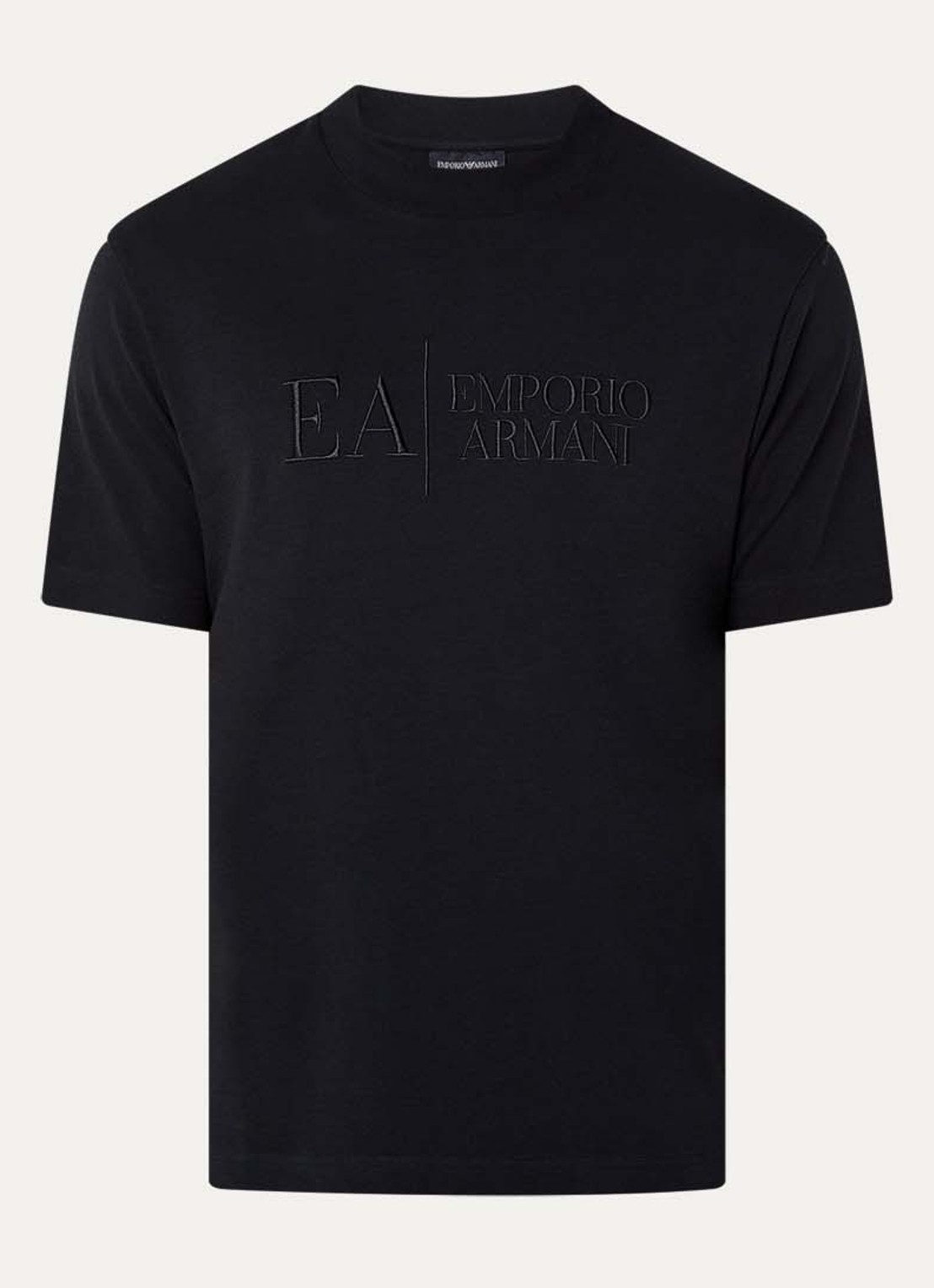 Armani T-shirt met logoborduring - voorkant 3 zwart