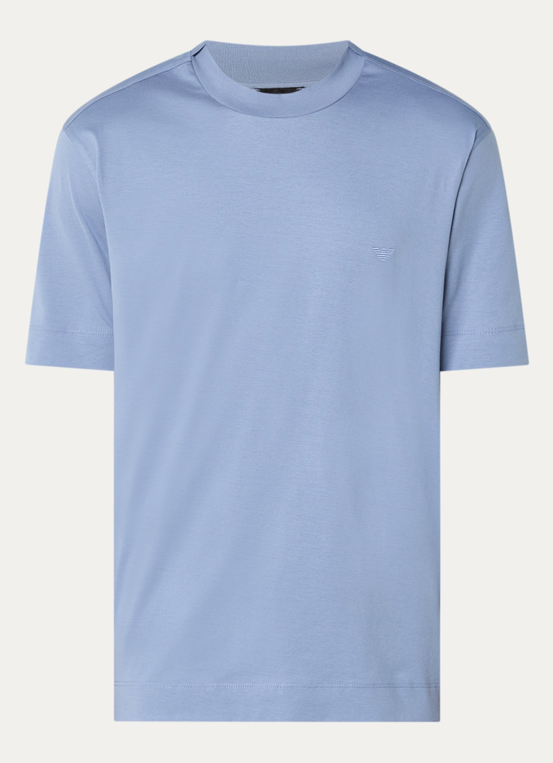 Armani T-shirt met logoborduring - voorkant 2 ivoor