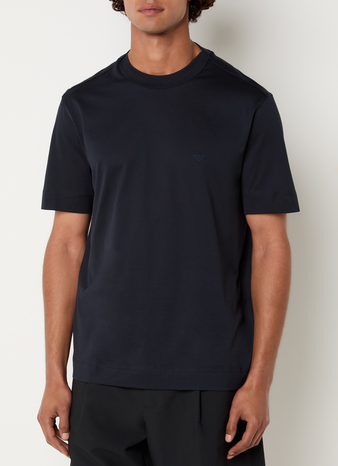 Armani T-shirt met logoborduring - detail 3 donkerblauw