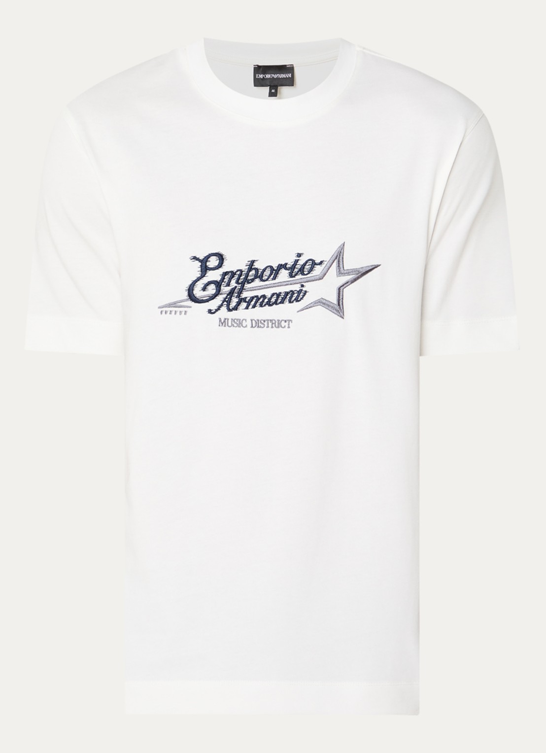 Armani T-shirt met logoborduring - voorkant 2 wit