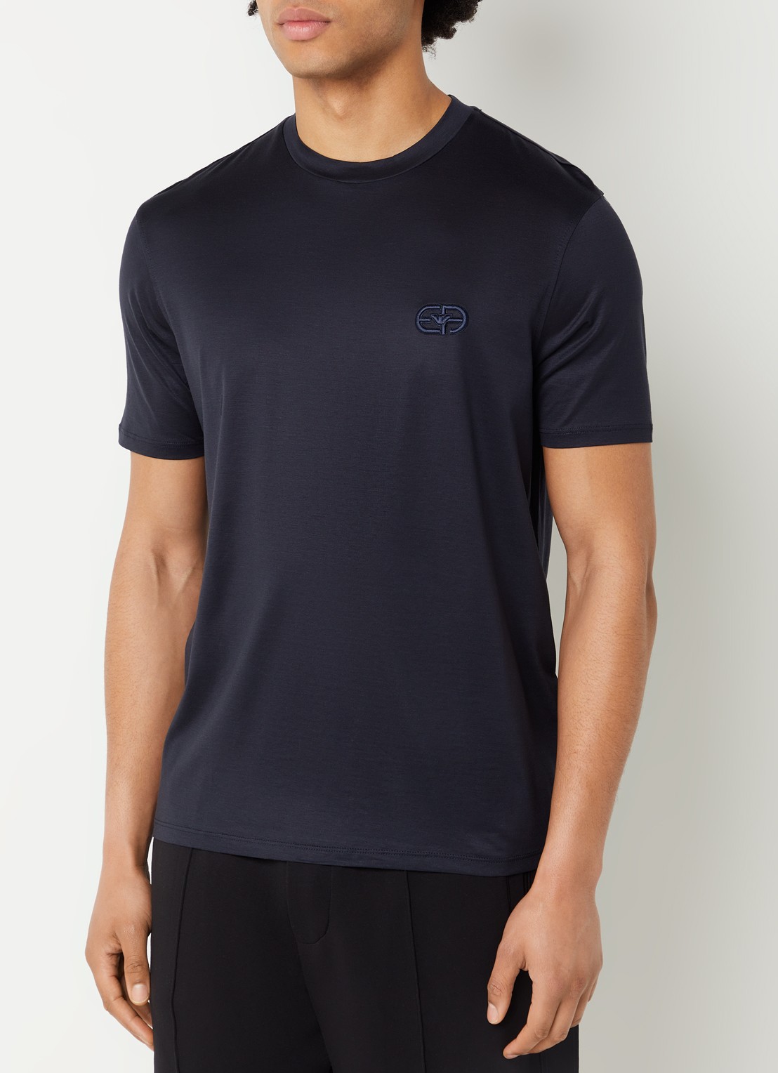 Armani T-shirt met logoborduring - detail 4 blauw