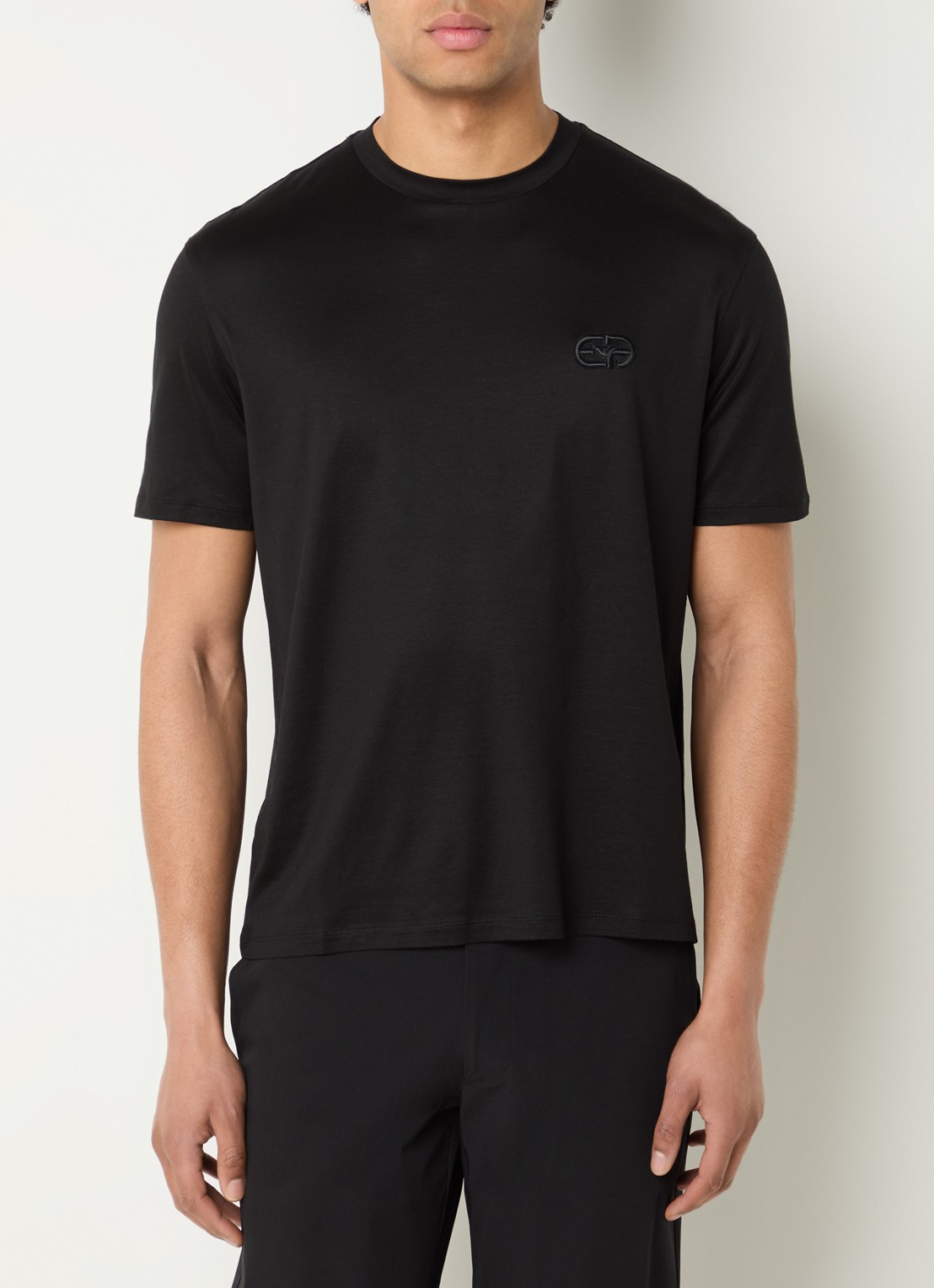 Armani T-shirt met logoborduring - detail zwart