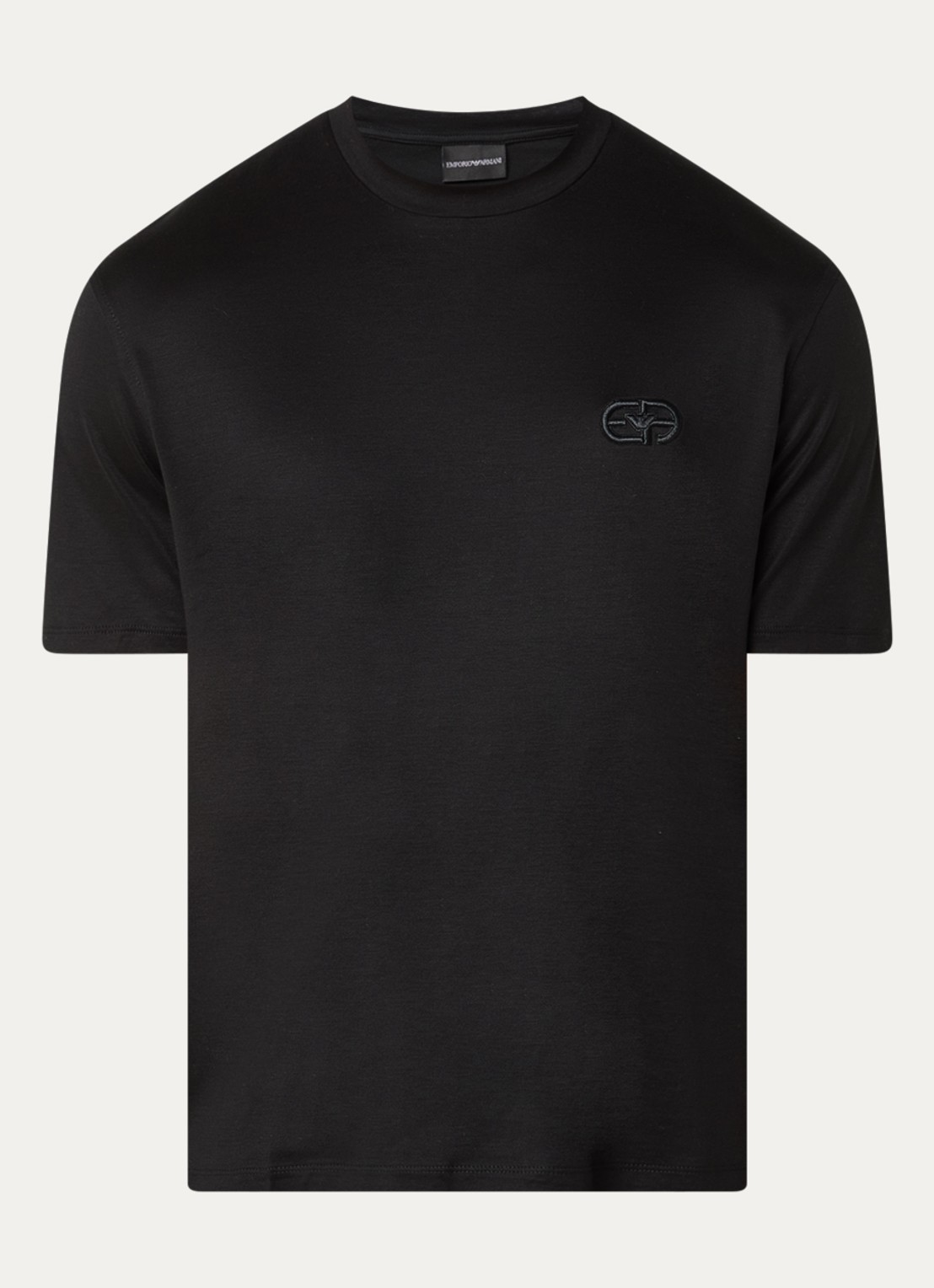 Armani T-shirt met logoborduring - voorkant 2 zwart