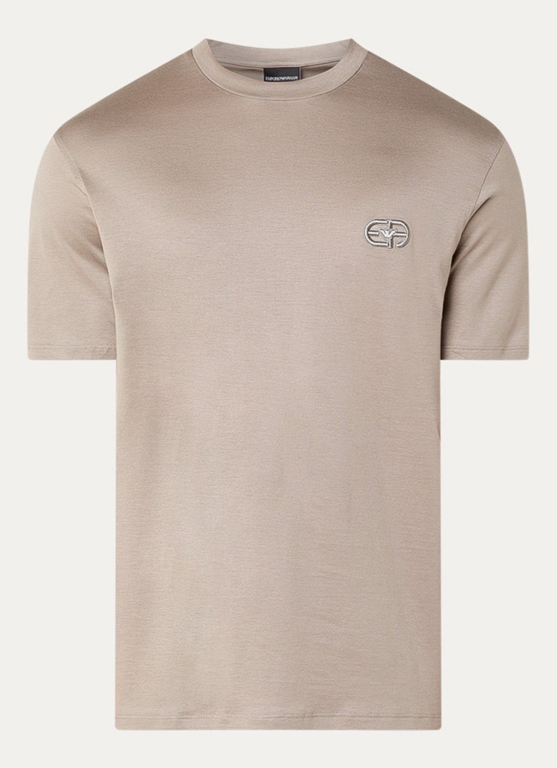 Armani T-shirt met logoborduring - voorkant 3 donkerbeige