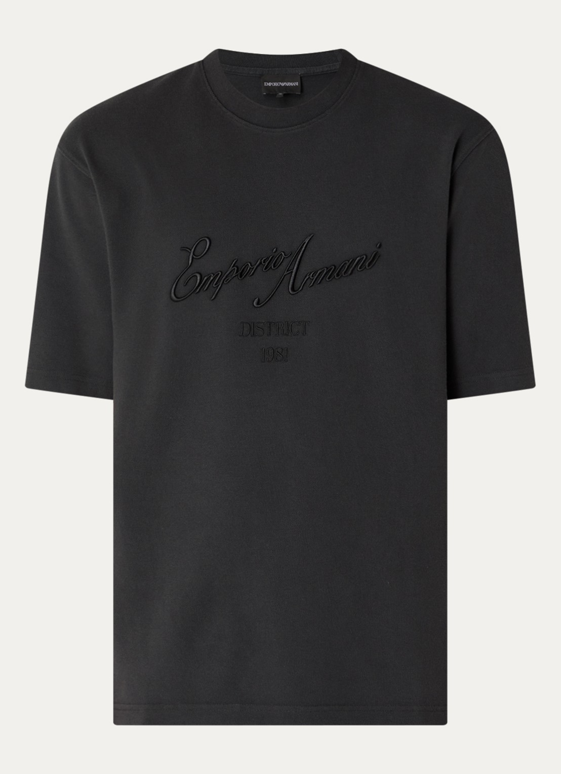Armani T-shirt met logoborduring - voorkant antraciet