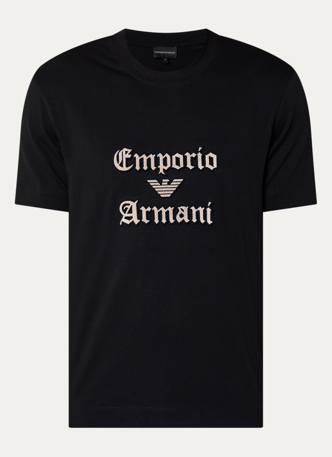 Armani T-shirt met logoborduring - voorkant 3 zwart