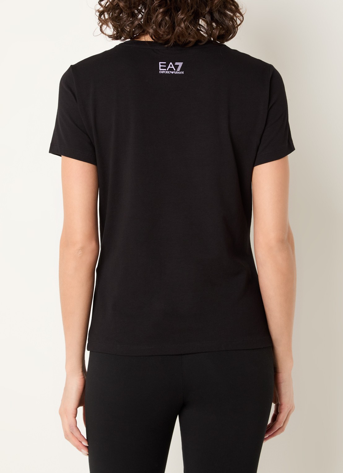 Armani T-shirt met logoprint en pailletten - achterkant 4 zwart