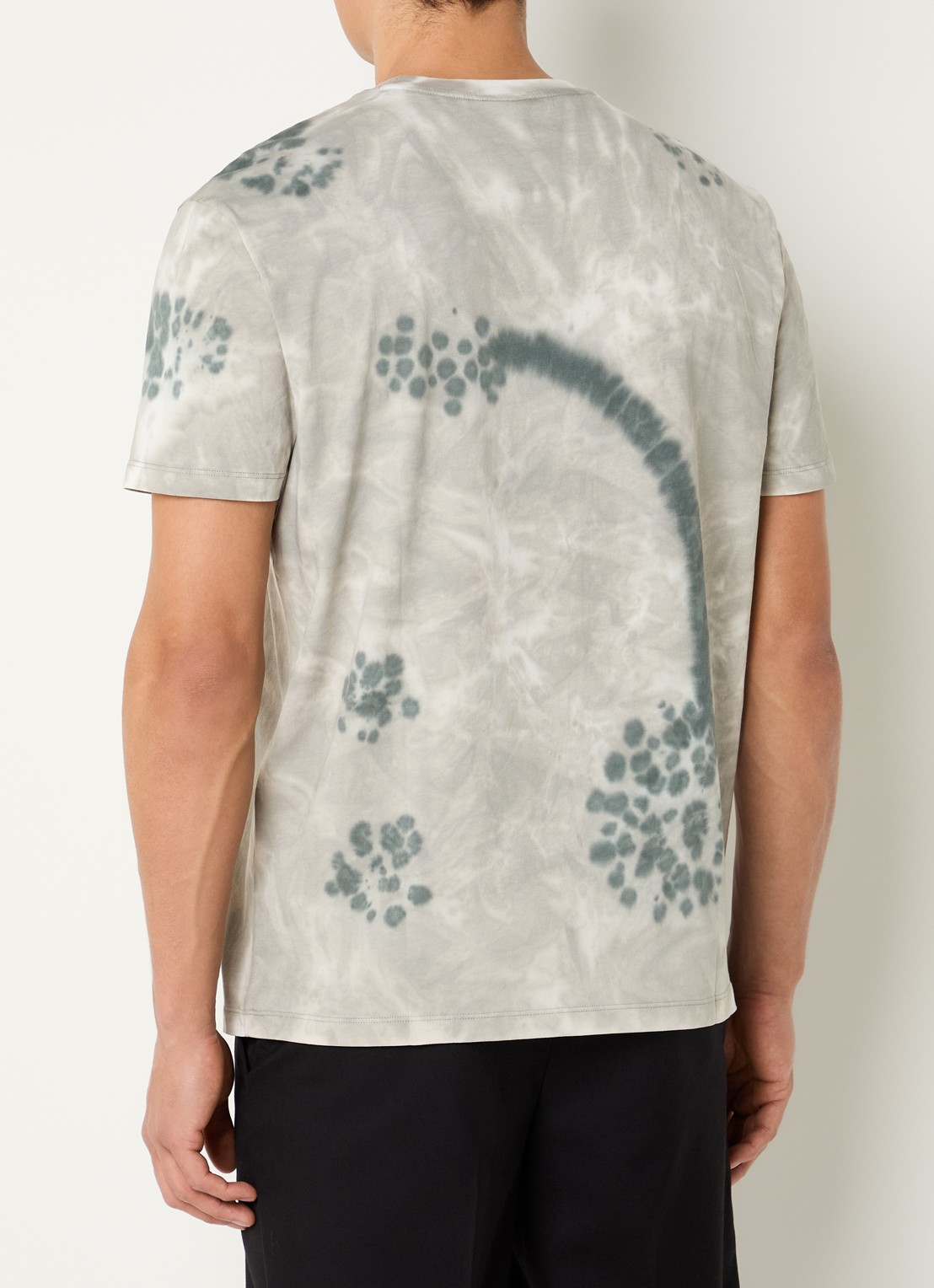 Armani T-shirt met logoprint en tie-dye dessin - achterkant 4 lichtgrijs