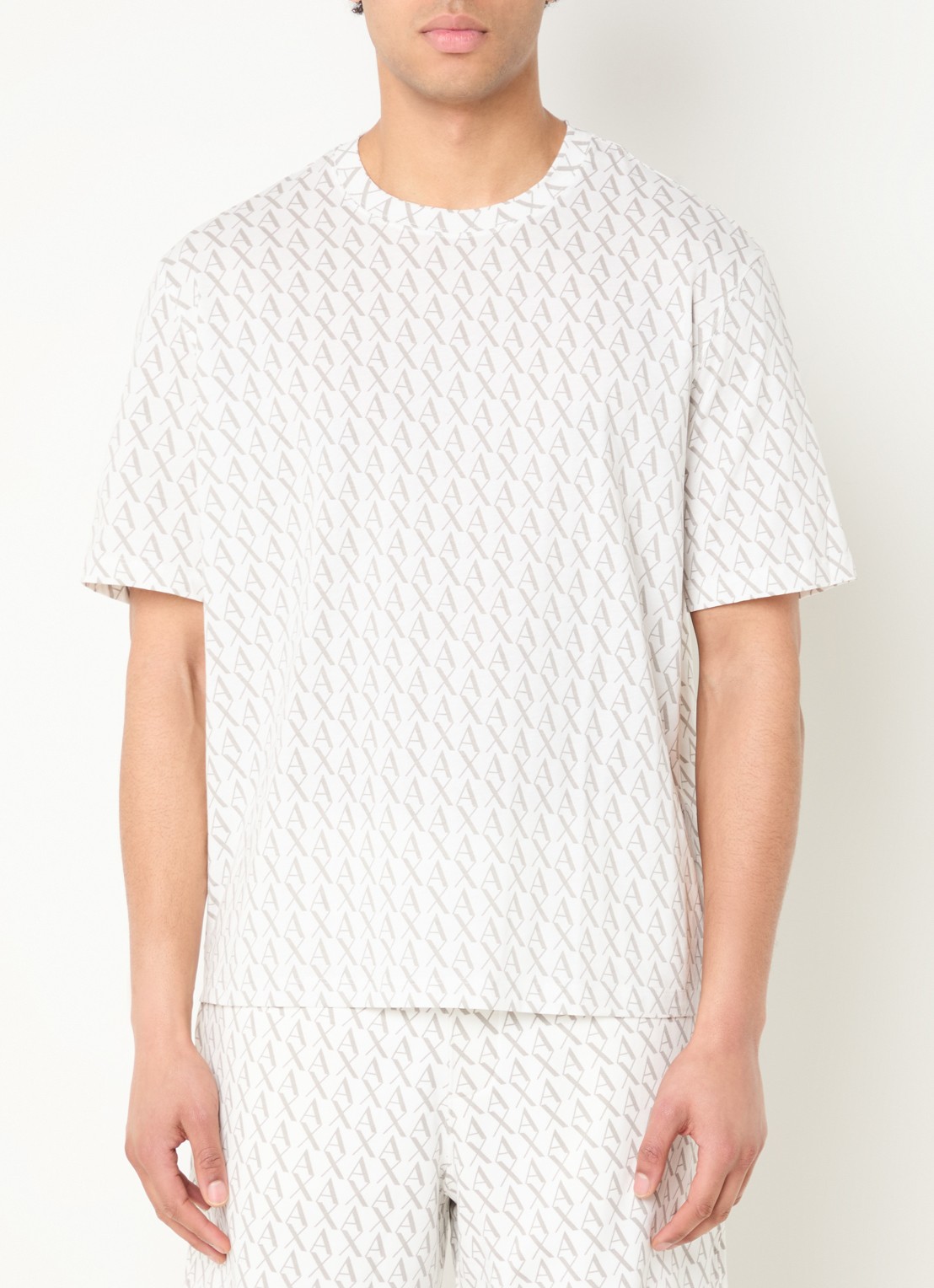 Armani T-shirt met logoprint - detail 3 gebroken wit