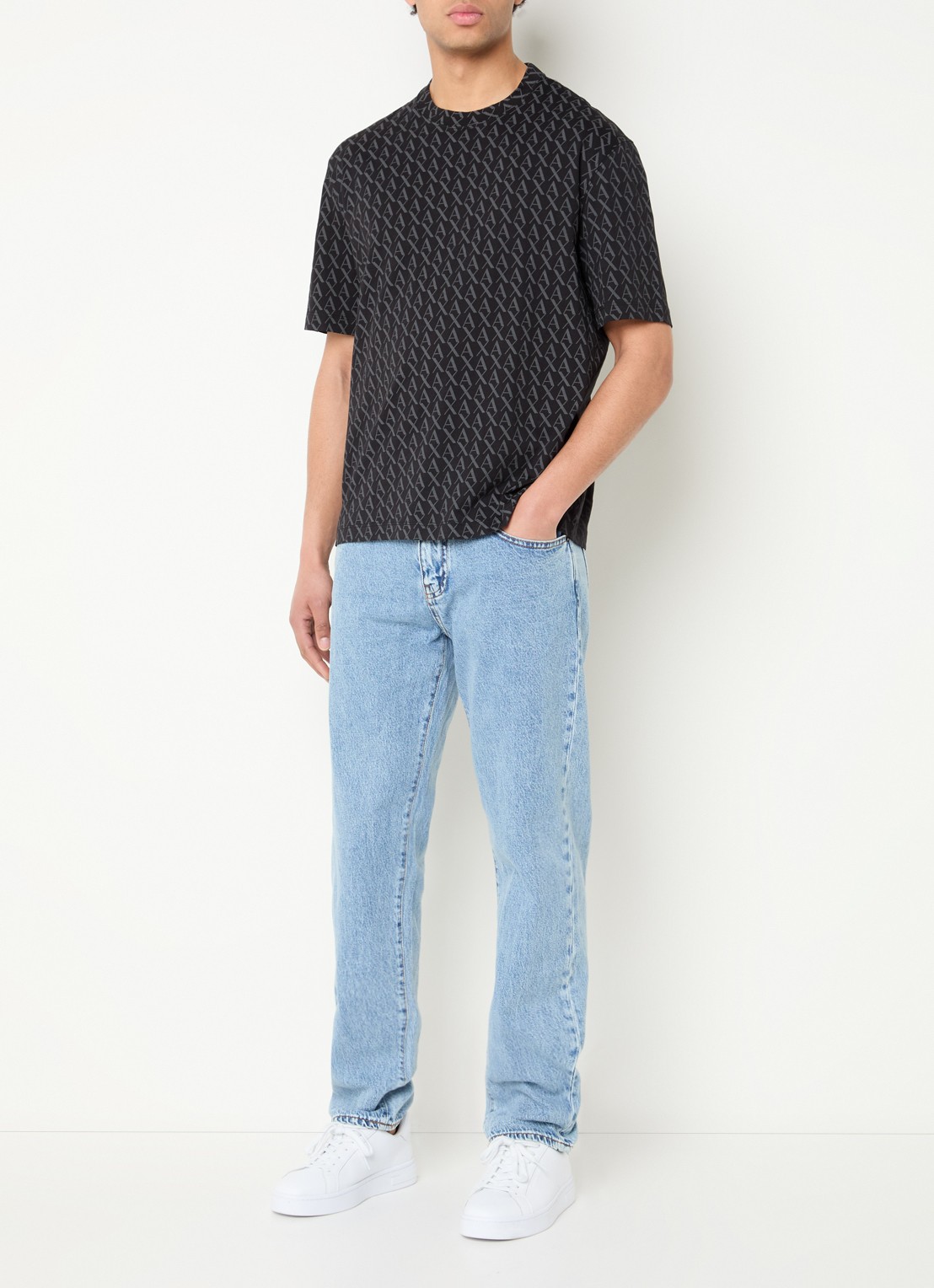 Armani T-shirt met logoprint - voorkant 5 zwart