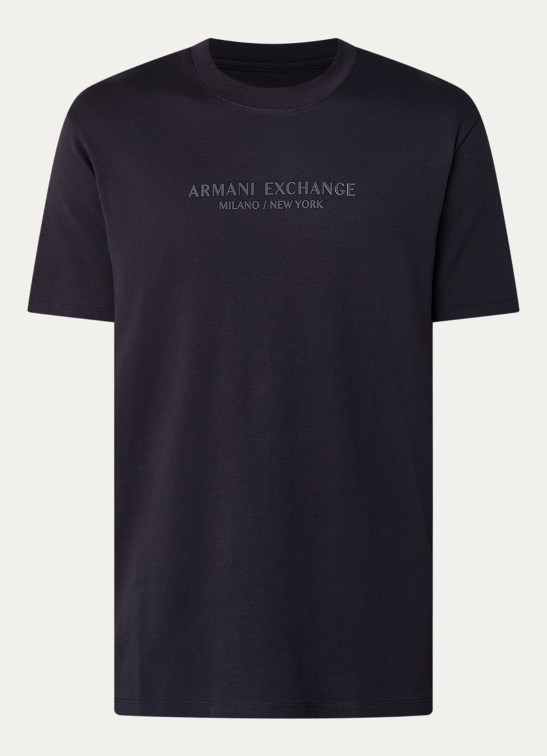 Armani T-shirt met logoprint - voorkant donkerblauw