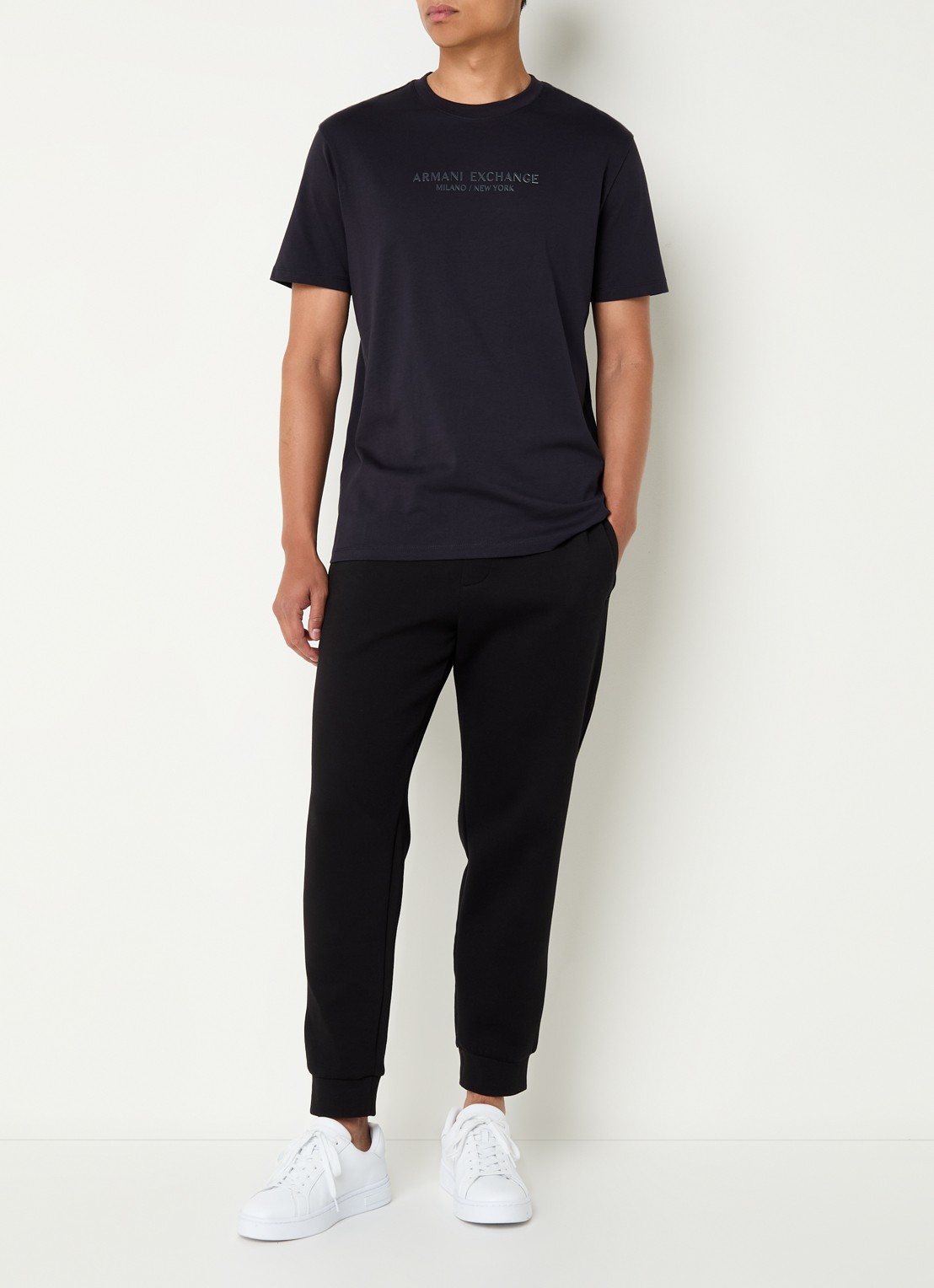 Armani T-shirt met logoprint - voorkant 2 donkerblauw
