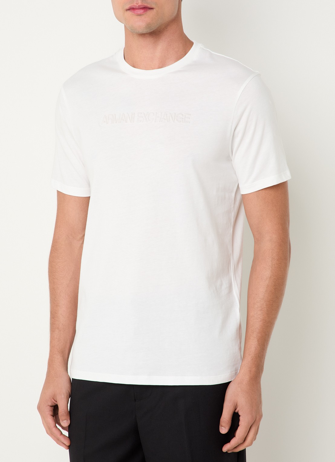 Armani T-shirt met logoprint - detail 3 gebroken wit
