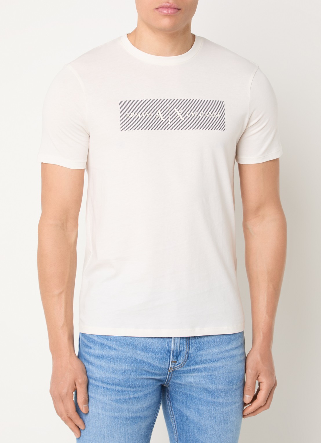 Armani T-shirt met logoprint - detail 4 gebroken wit