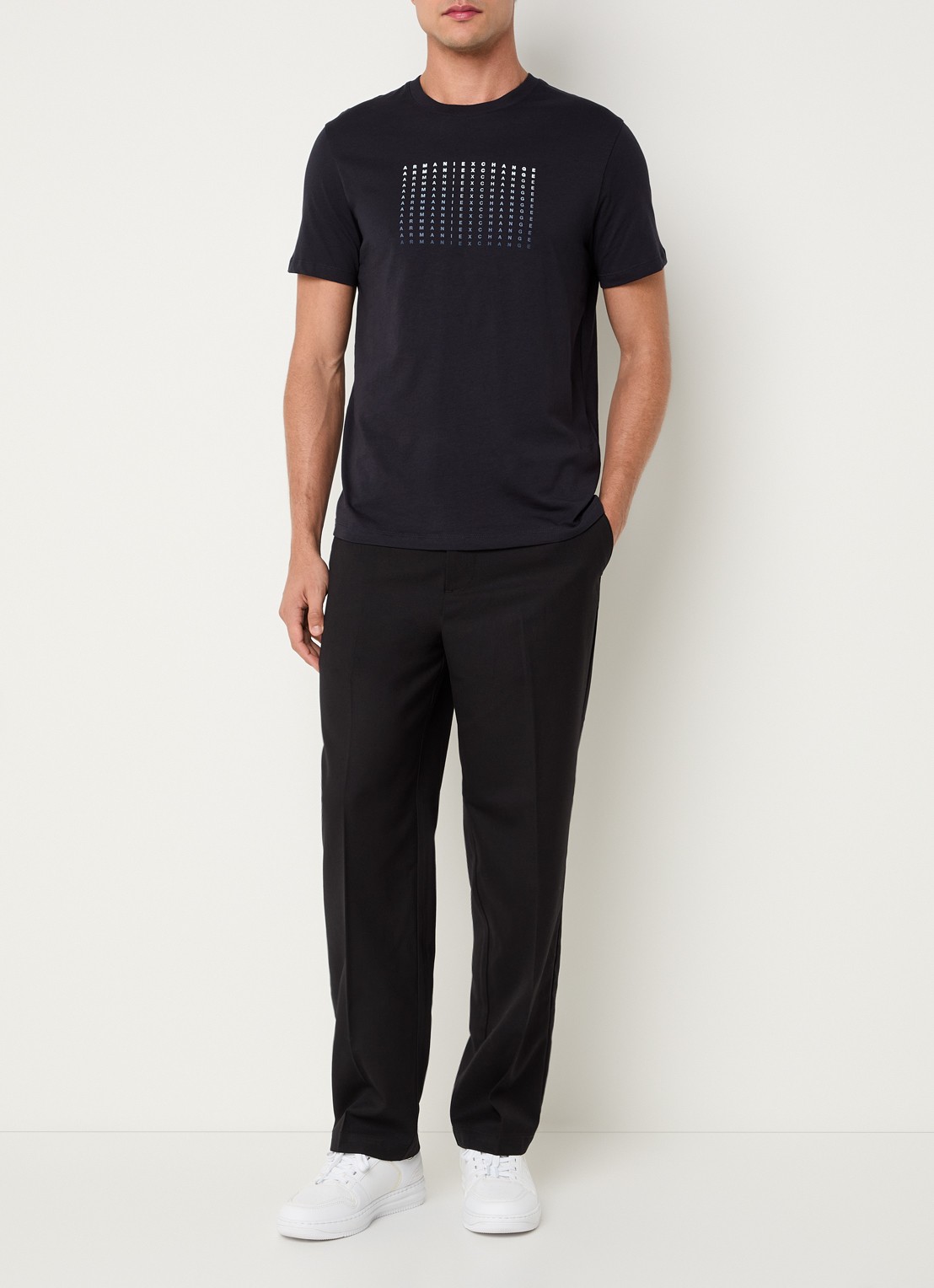 Armani T-shirt met logoprint - voorkant 4 donkerblauw