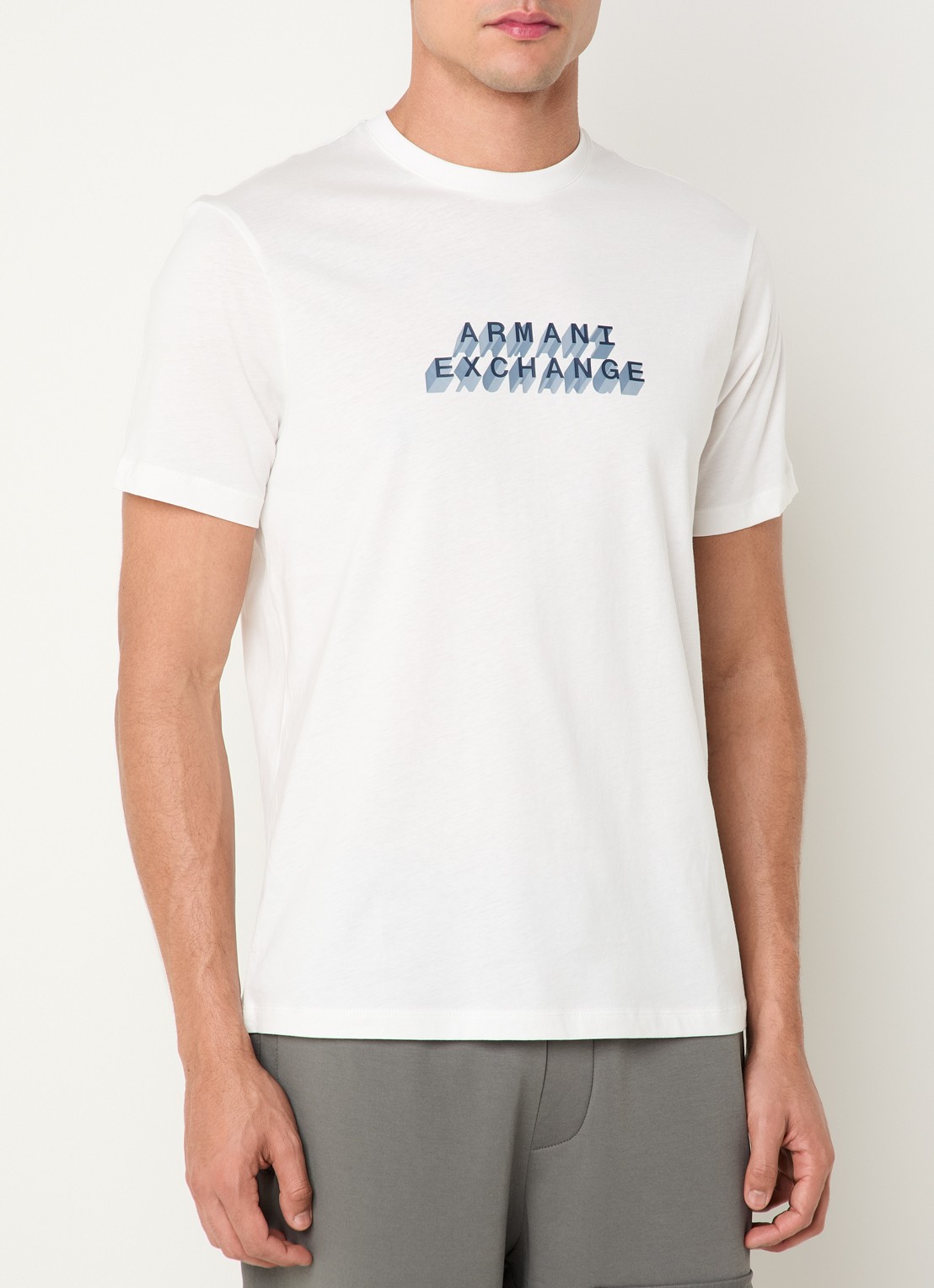 Armani T-shirt met logoprint - detail gebroken wit