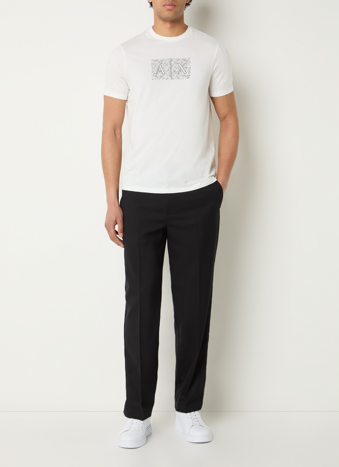 Armani T-shirt met logoprint - voorkant 3 gebroken wit