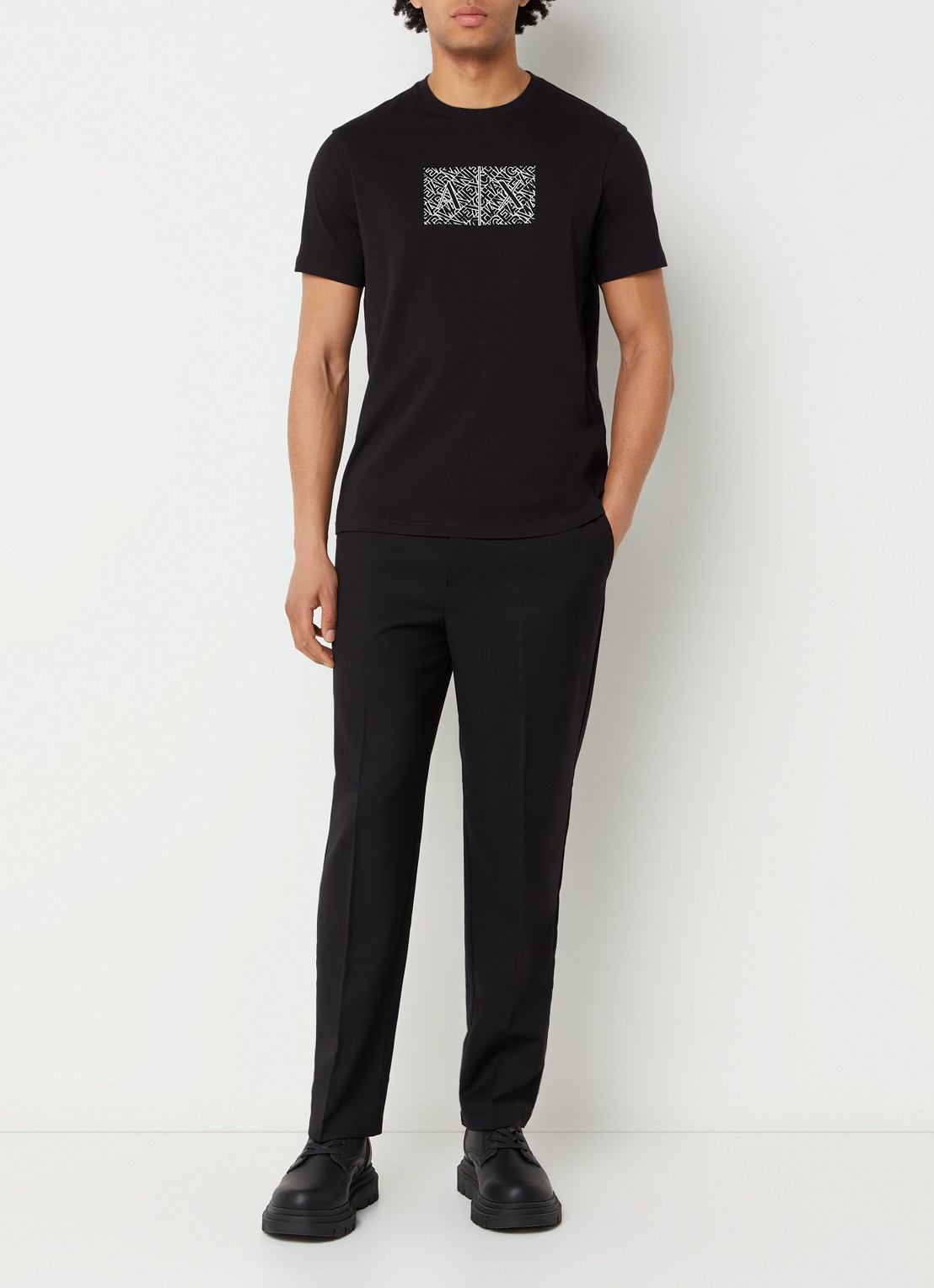 Armani T-shirt met logoprint - voorkant 4 zwart