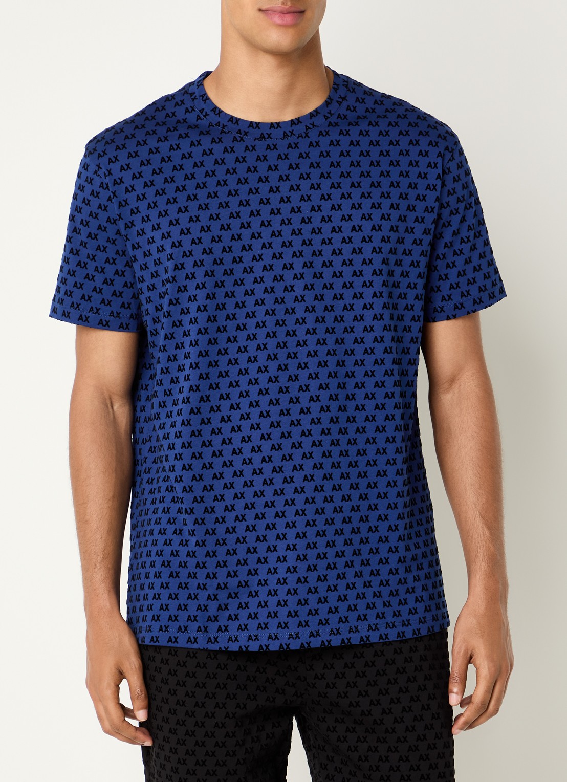 Armani T-shirt met logoprint - detail kobaltblauw