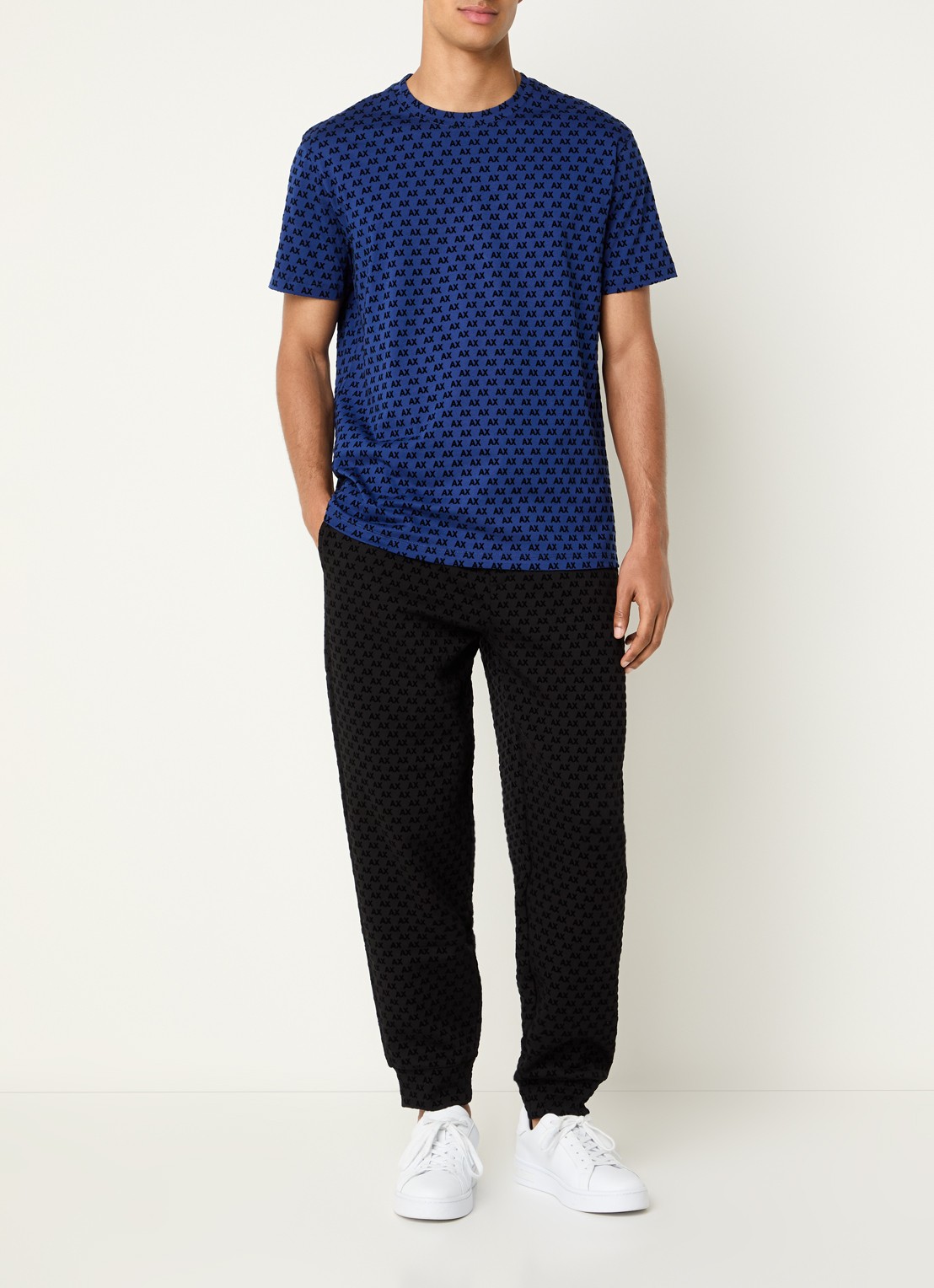 Armani T-shirt met logoprint - voorkant 4 kobaltblauw