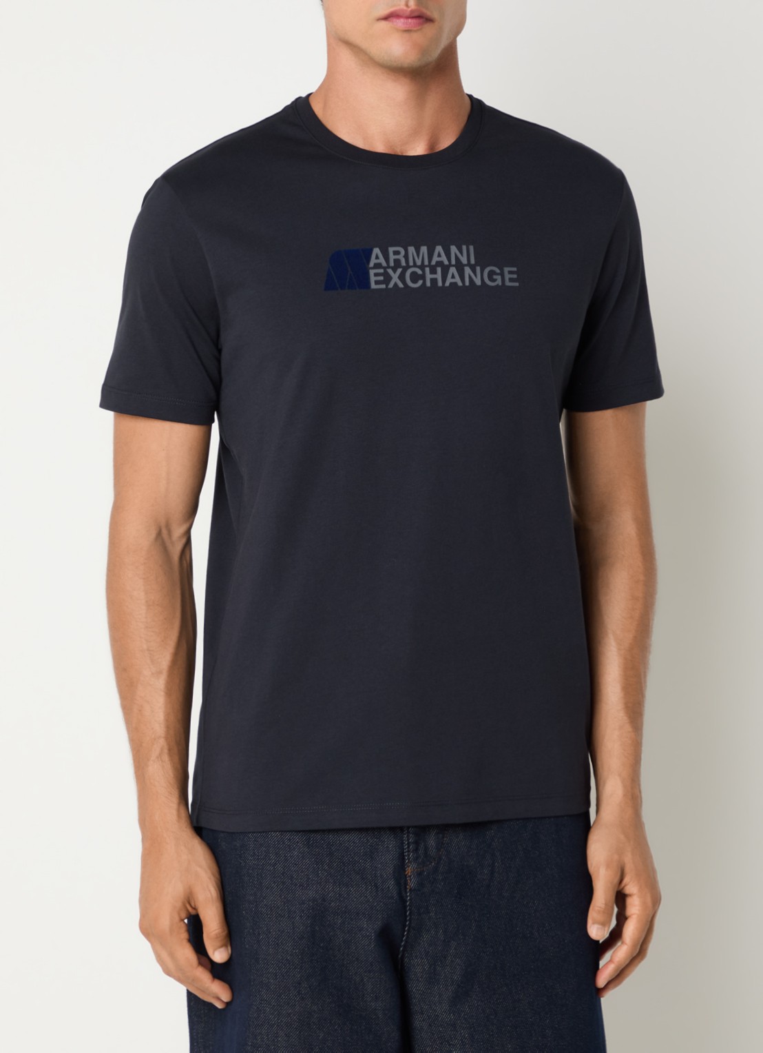 Armani T-shirt met logoprint - detail donkerblauw