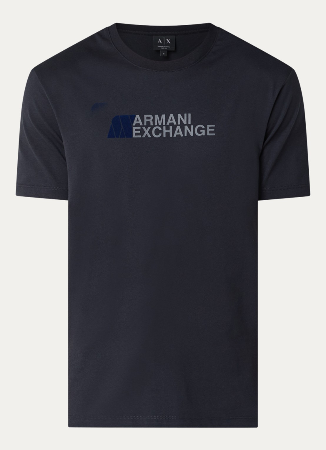 Armani T-shirt met logoprint - voorkant 2 donkerblauw