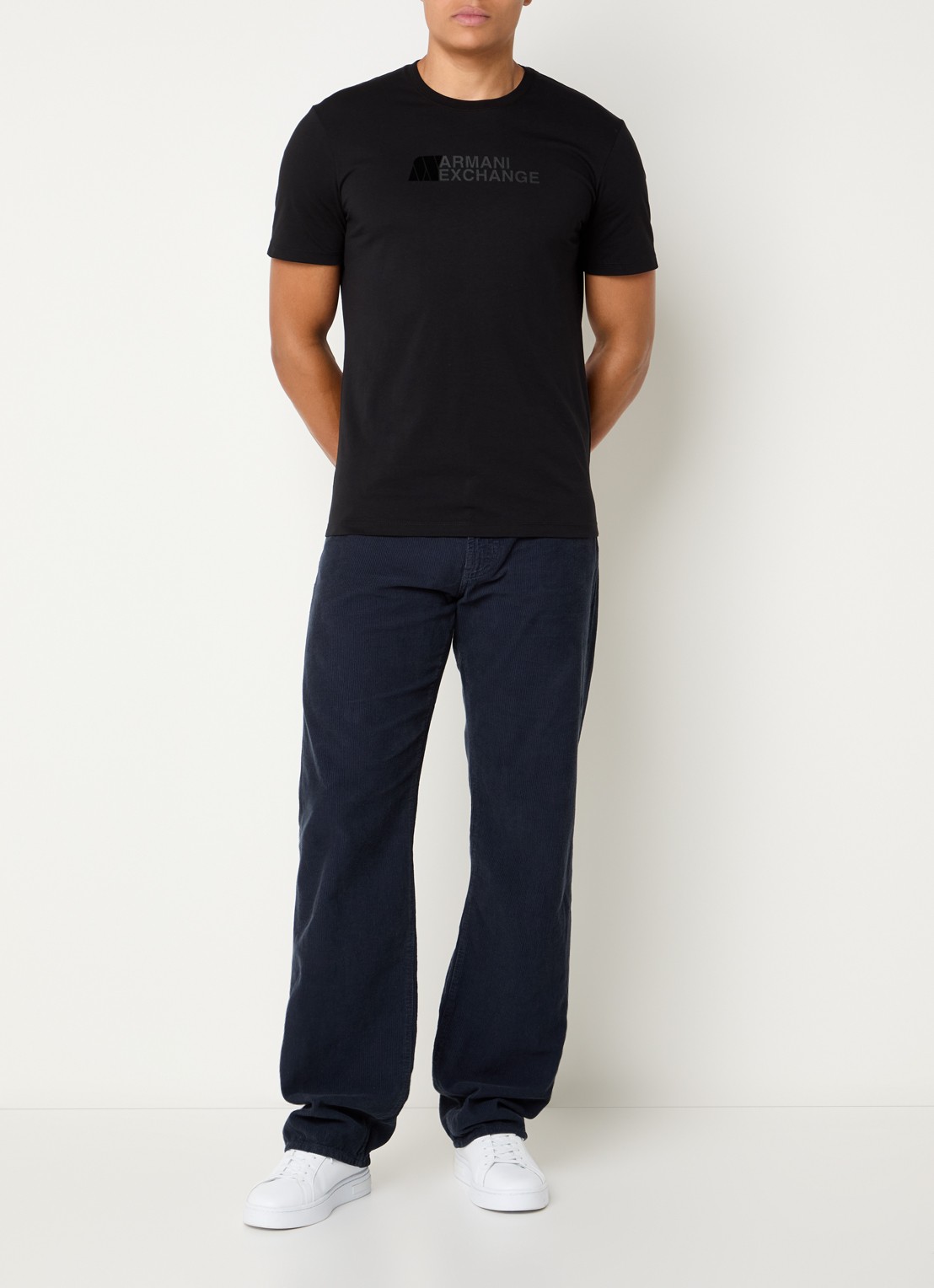 Armani T-shirt met logoprint - voorkant 2 zwart