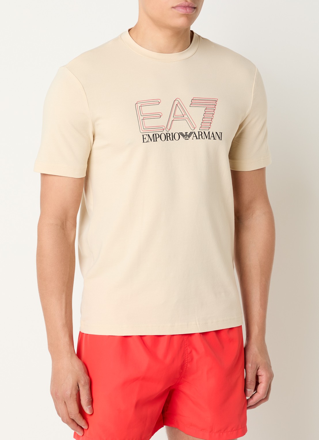 Armani T-shirt met logoprint - detail 3 beige