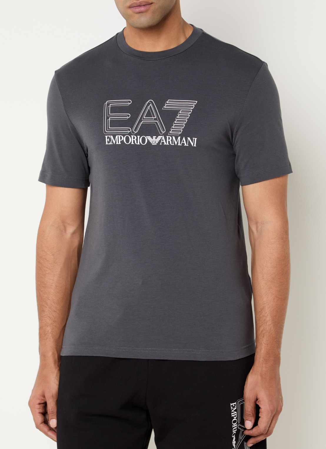 Armani T-shirt met logoprint - detail 3 donkergrijs