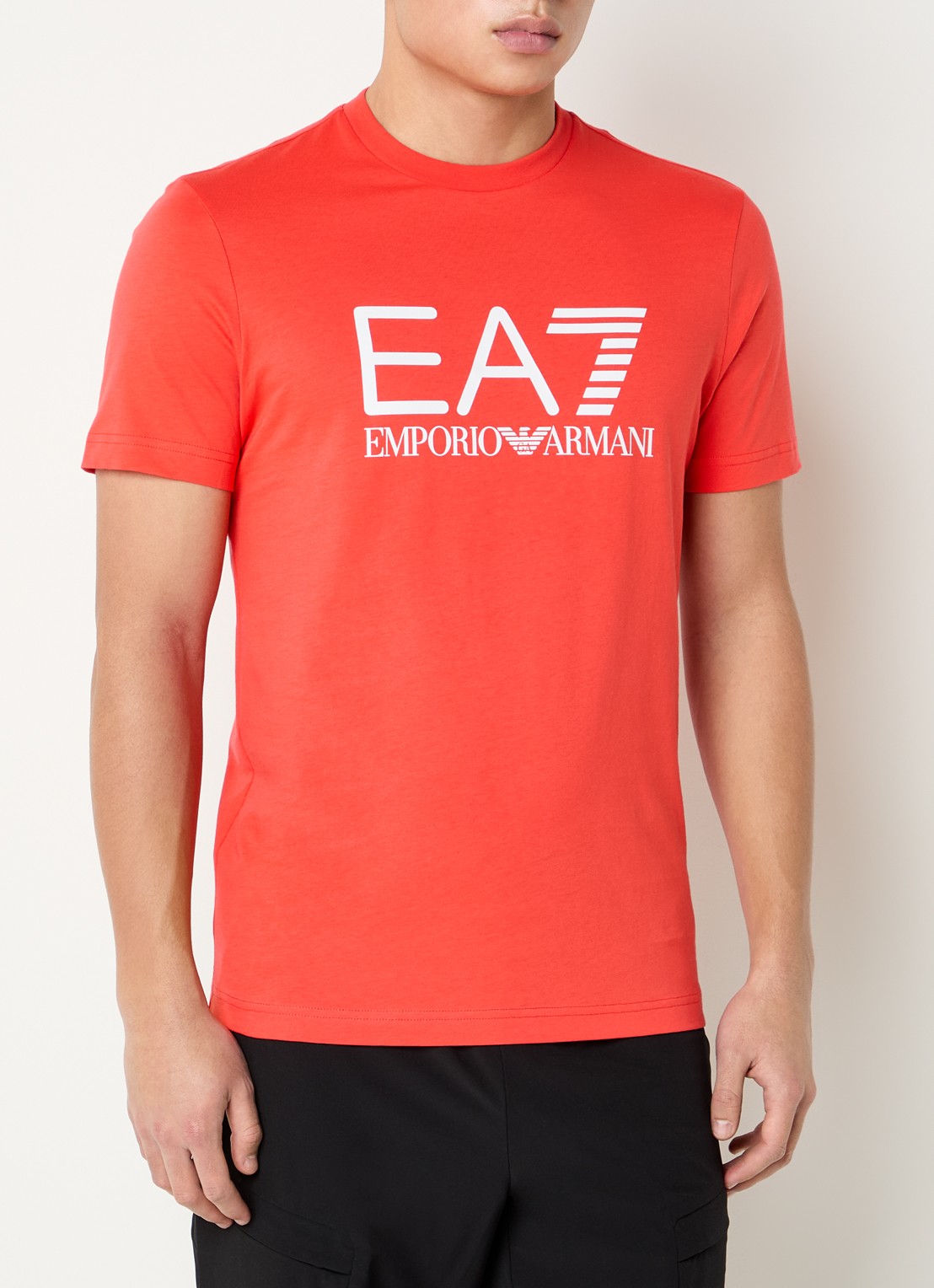 Armani T-shirt met logoprint - detail 4 koraalrood