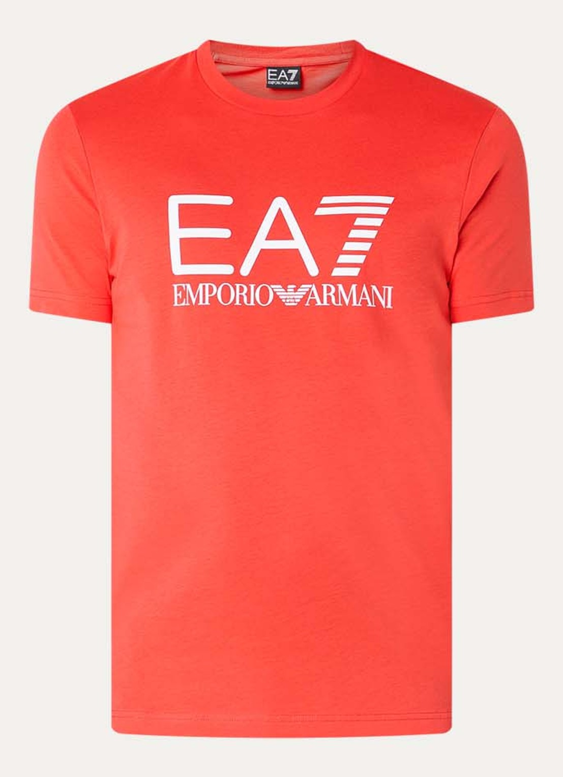Armani T-shirt met logoprint - voorkant koraalrood