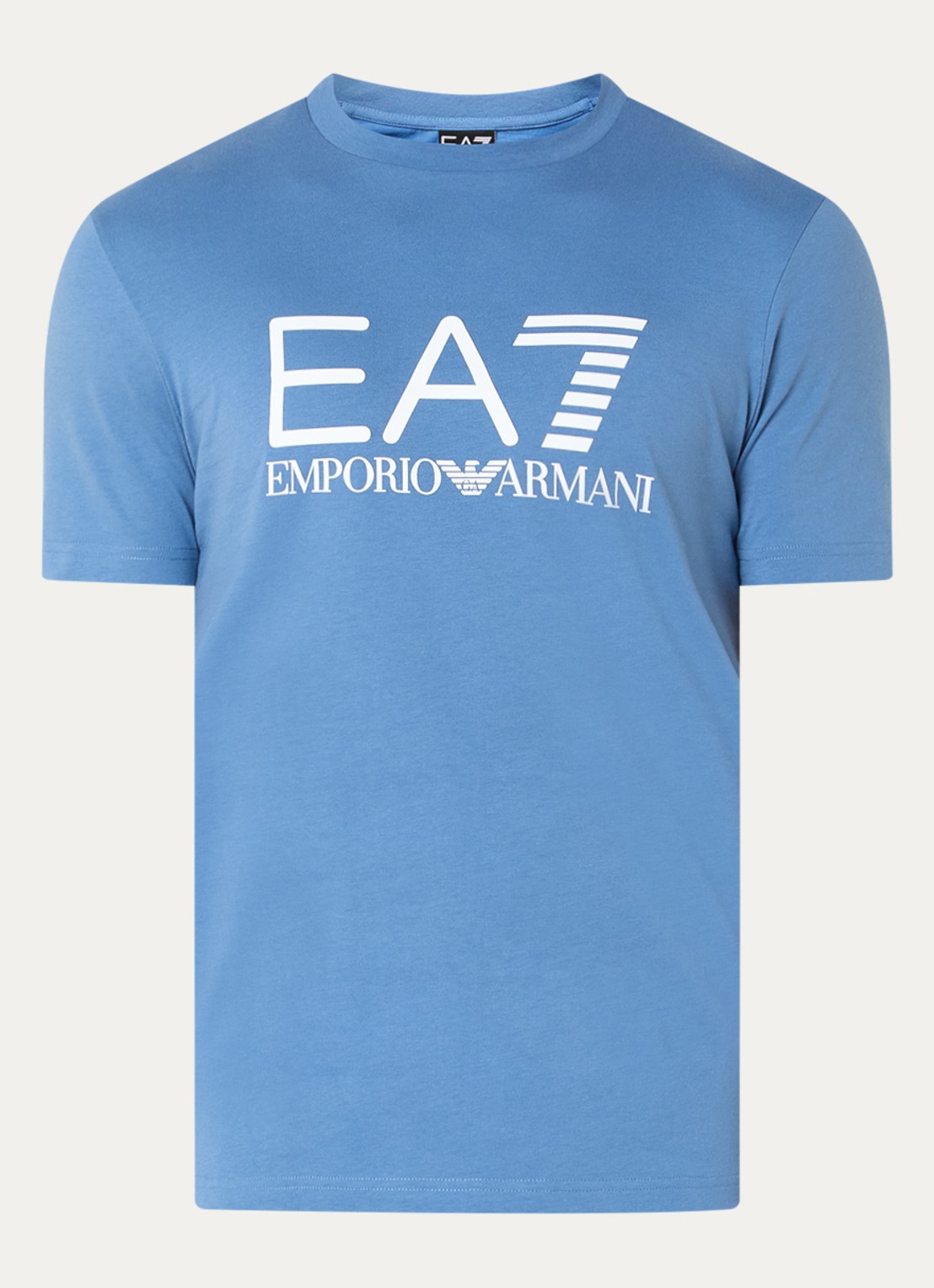 Armani T-shirt met logoprint - voorkant 2 staalblauw