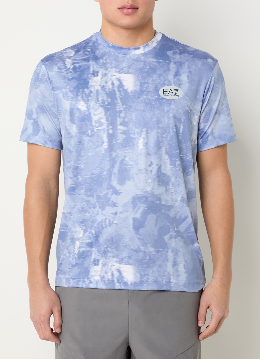 Armani T-shirt met logoprint - detail lichtblauw